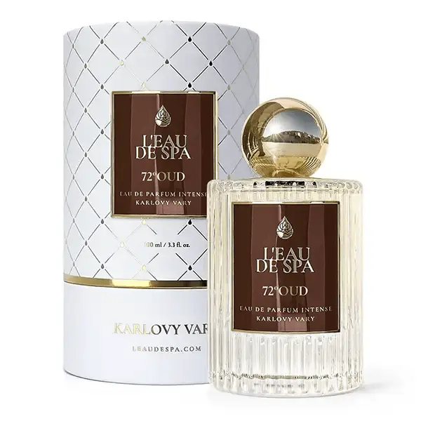 72° OUD 100ml perfume flacon and its luxury presentation box by L'EAU DE SPA.